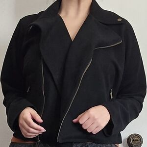 Ava & Viv Black Suede Moto Jacket Sz X